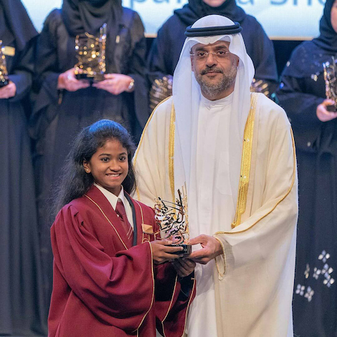 SHEIKH HAMDAN AWARD WINNER ‘SPARSHA SHETTY’ BAGGED ‘SHARJAH AWARD FOR EDUCATION EXCELLENCE’ FOR THE YEAR 2017-18